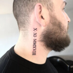 Side Neck Roman Numerals Tattoo For Men Small Neck Tattoos Neck