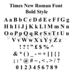 Times New Roman Font Bold Style Alphabet Numbers Letters Vector Art