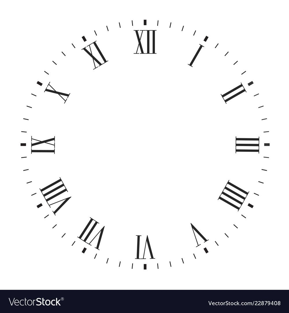 Vector Clock Face Blank With Roman Numerals Download A Free Preview Or